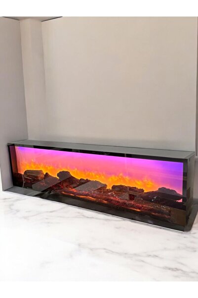MeGulart Elektrikli Şömine 80 X 30 Cm Renk Modlu Bluetoothlu Uzaktan Kumandalı