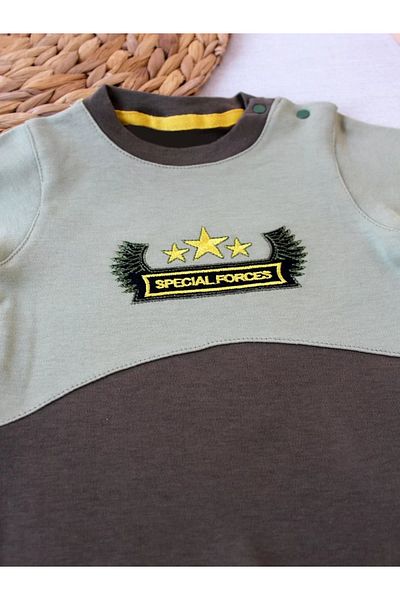 Mu Art Ahşap 3-6 9-12 12-18 Months Special Forces Embroidered Beanie Hat Girl Boy Baby Romper Green