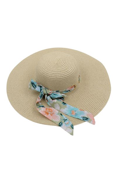BM GİFT DESİGN Women's beach hat in nature with floral bow