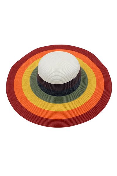 BM GİFT DESİGN Women's colorful beach hat with hoops