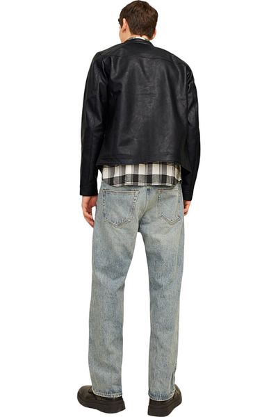 Jack & Jones Jachetă Jjedylan Clean PU Noos Erkek Mont Siyah
