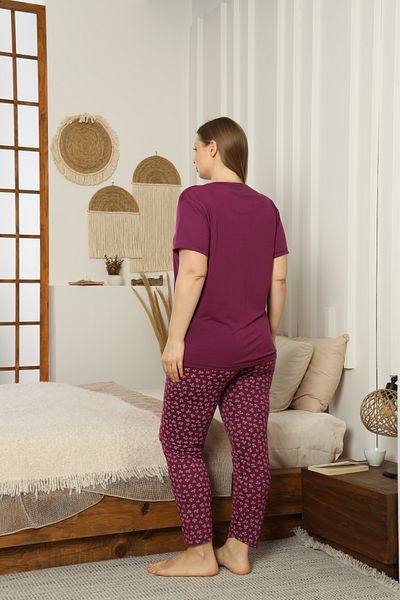 LİLA İÇ GİYİM Viscosite Battal Short Sleeve Pajama Set