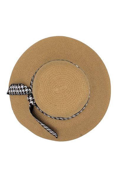 BM GİFT DESİGN Women's brown beach hat with white bow