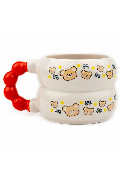 PALTO TASARIM كوب هارموني لامع مطبوع عليه Little Bear مصنوع يدويًا من كريم E ...