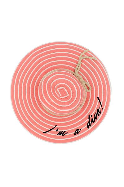 BM GİFT DESİGN Women's pink beach hat with white stripes