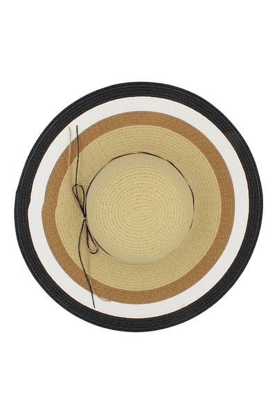 BM GİFT DESİGN Beige women's beach hat with thin bow