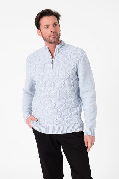 Tony Montana Tricotaj pentru bărbați cu jumătate de fermoar cu model de tricotat clasic-T-5010