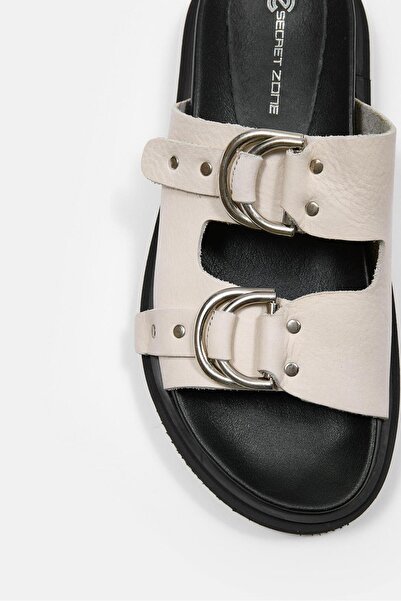 NILUFARR Loja Бежеві жіночі тапочки з натуральної шкіри