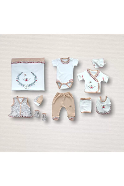 BabyBird Mrpurple Redbud Crown Embroidered Baby Girl 10-Piece Bodysuit Set Hospital Release Pomegranate Flower