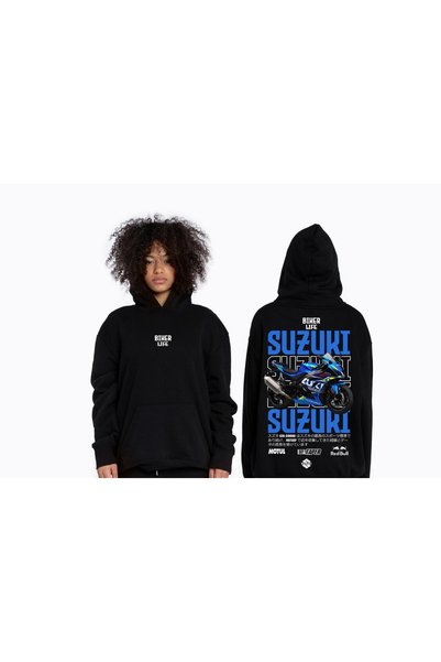 Freeyez Hoodie Suzuki Siyah Mavi Kanguru Cepli Sweat