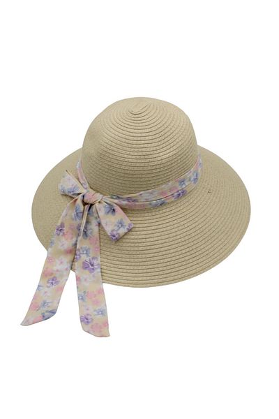 BM GİFT DESİGN Women's beach hat, nature, with poppy bow