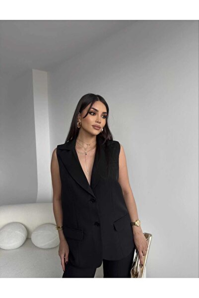 BelezaStore Γιλέκο Premium με κουμπιά, με επένδυση μπλέιζερ, αμάνικο μπουφάν