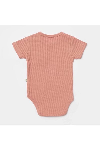 Skygo Waffle Smile Short Sleeve Baby Body Red-Brown