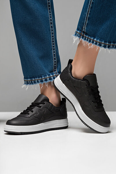 Getcho Belyan Women's Black Star Detailed Sneaker Sports Shoes Comfortable Sole Suitable for Daily Use