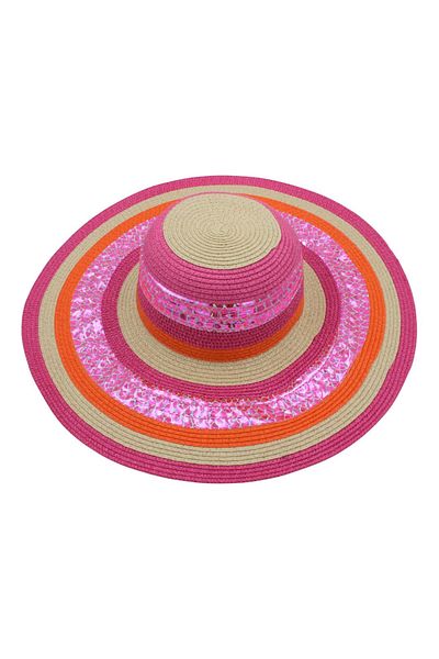 BM GİFT DESİGN Women's colorful beach hat with glitter