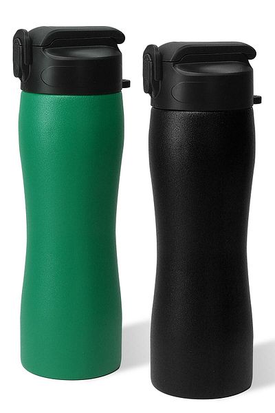Telvesse Set of 2 Complete Stainless Steel Flask with Straw Matte Color Sports Flask Water Bottle Green+Black 1158
