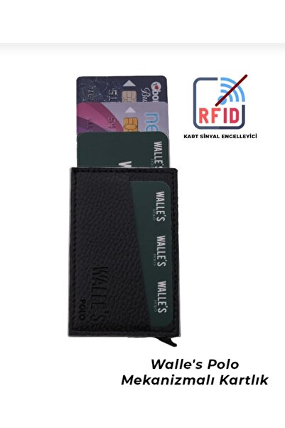 BEAUTY THE WORLD Unisex Siyah Deri Rfid,engelleyici Otomatik Alüminyum Mekani...