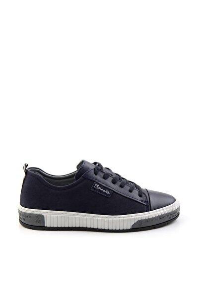 Bambi Lacivert Hakiki Deri Erkek Sneaker E01018033543
