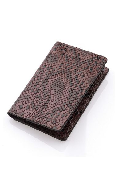 SLIMTA Genuine Leather Wallet for Men Minimalist Card Holder Genuine Croc Brown Leather Bifold Design