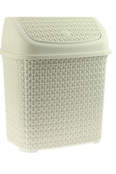 Rio Örgü Desenli Klik Çöp Kovası 10lt Fildişi Rengi