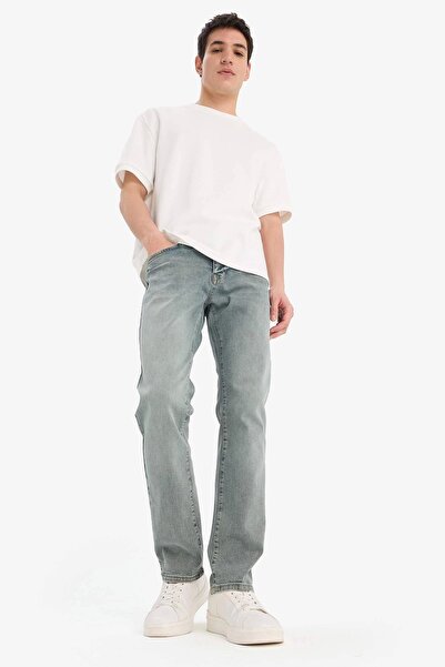 DeFacto E8203 Yeşil Sergio Regular Fit Normal Kalıp Normal Bel Boru Paça Jean Pantolon