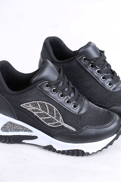 sefayol Pantofi sport de damă Fortune Black White Talpă din piele mată