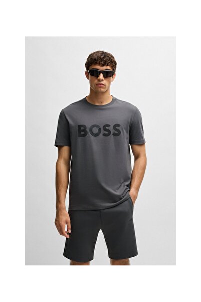 BOSS Büyük logolu pamuk jarse tişört