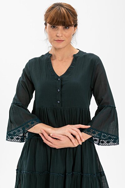 Eliş Şile Bezi Petrol Şeyma Voile κοντό φόρεμα - Καλοκαίρι