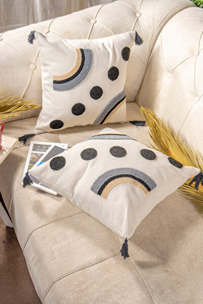 Bade Design 2'li Punç Kırlent ,Dekoratif, Yastık Kılıfı Çok Tercih Edilen (KETEN KUMAŞ) KİTAP HEDİYELİ