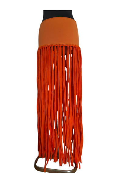 bi ters bi düz Long Thick Tasseled Pareo Skirt