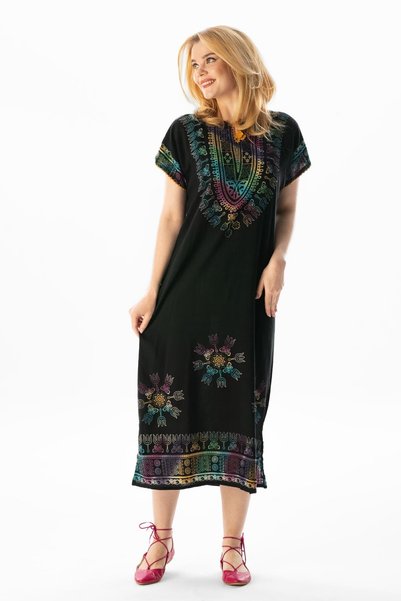 Eliş Şile Bezi Short Sleeve Cotton Hittite Long Summer Ethnic Dress Palace Colorful Sry Rnkl