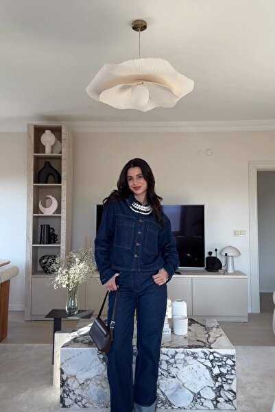 LEVURE Önü Bakır Düğme Detaylı Kot Ceket RİNS YIKAMA