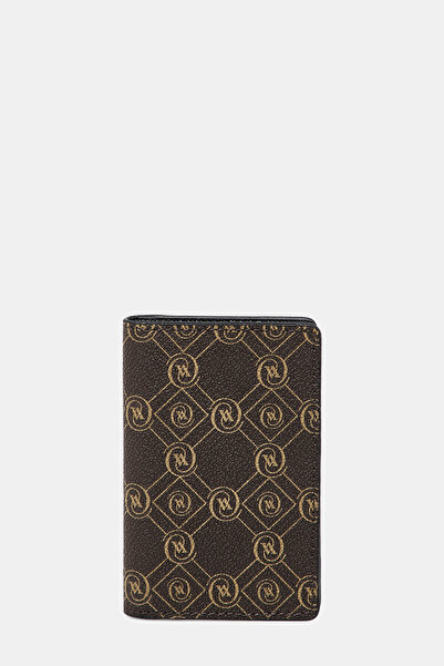 Vakko محفظة مونوغرام باللون البني