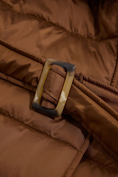 W Collection Brown Double Breasted Collar Coat