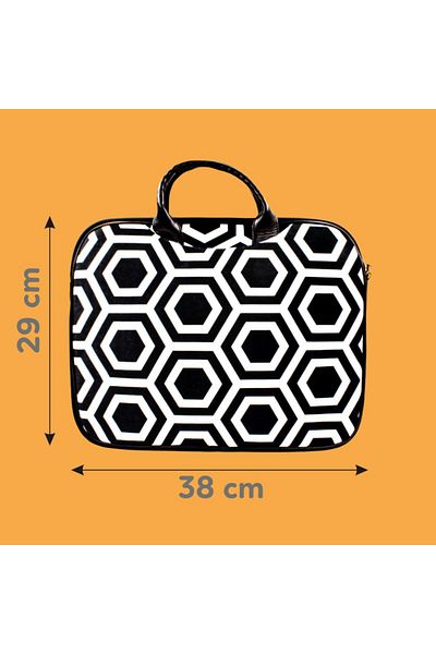 NO BRAND Geantă pentru laptop, pentru damă, din catifea, BLACK&WHITE 14"