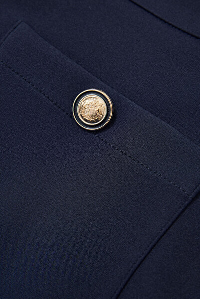 W Collection LACİVERT MİNİ BİSİKLET YAKA ELBİSE