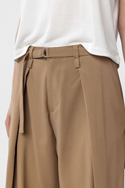 Antioch Camel Belted Pleated Women's Trousers