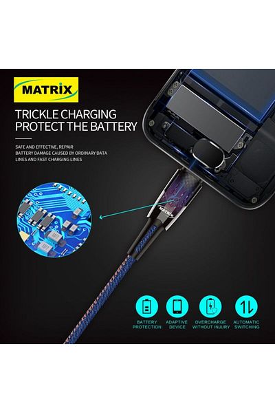 Matrix Fast Charging USB to Type-C Cable - 1.2 Meter - Black - MX 190