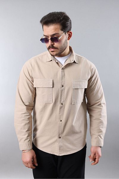 LTC Jeans Ανδρικό τζιν πουκάμισο Relax Fit Cotton Beige