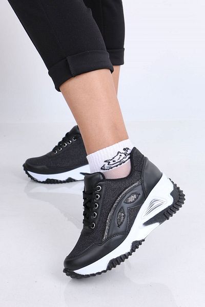 sefayol Pantofi sport de damă Elaine Black White Talpă din piele mată
