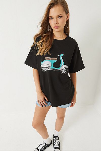 Bianco Lucci Women's Scooter Printed Short Sleeve Bicycle T-Shirt 3098 60283072