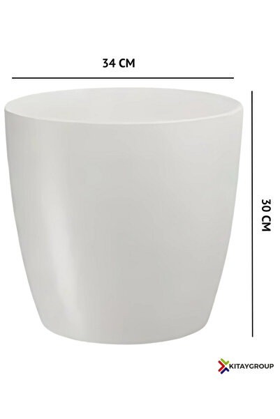 KıtayGroup Beyaz Serinova Kristal Yakut Dekoratif Iç Ve Dış Mekan Saksı 22 Litre