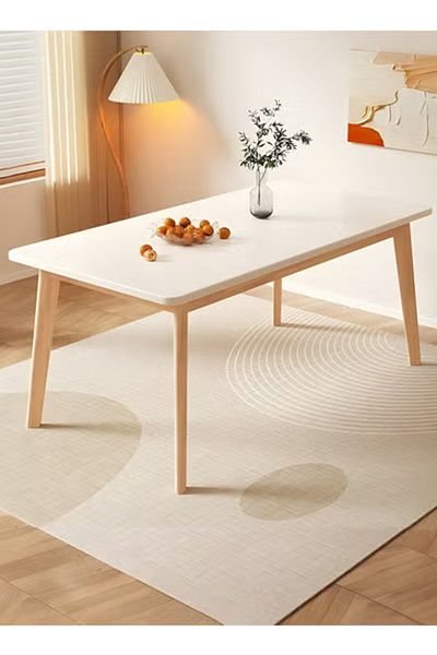 Taimi Modern Computer Desk with Solid Wood Legs, White, Home Office Writing Table, 140x60x75cm