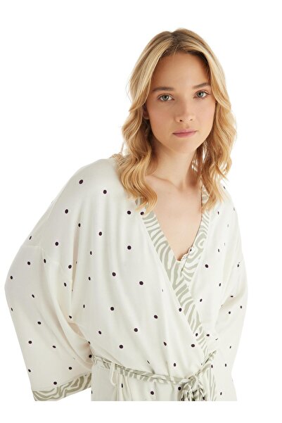 Blackspade Women's Ring Viscous Cream Dressing Gown