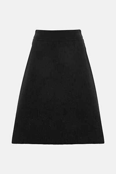 W Collection SİYAH MİNİ JAKARLI RİBANALI ETEK