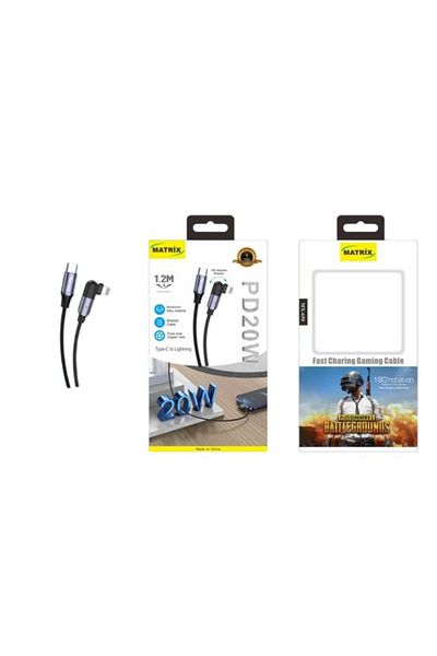 Matrix Very Fast charging Type-C to Ligting Data Cable PD20 - 1.2 Meter - Black - MX650