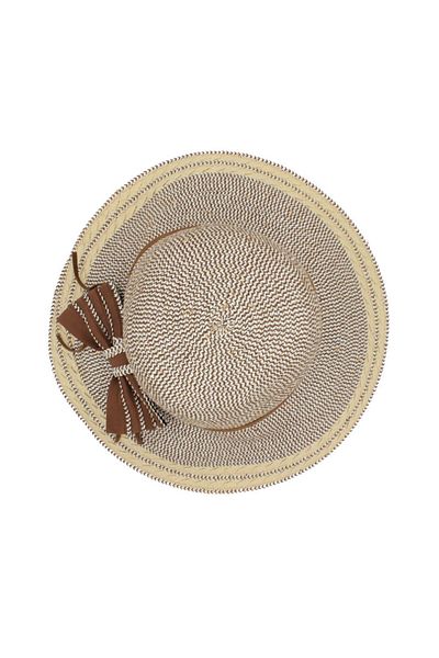 BM GİFT DESİGN Women's gray beach hat with brown bow