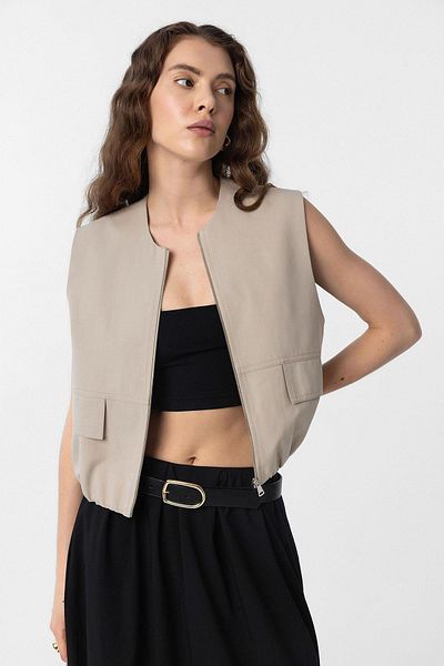 Antioch Beige Oversize Women's Vest