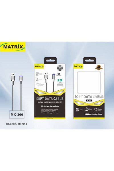 Matrix Fast Charging USB to Lighting Cable - 1.2 Meter - Silver - MX 300