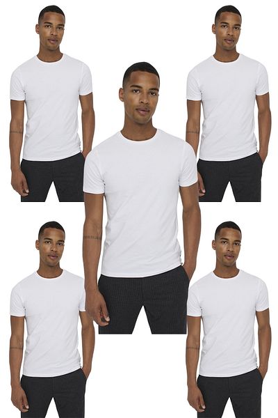 starsolmaz Men's 0 Crew Neck 5 Pack Appetite Belted Ruhallah Sleeve T-Shirt